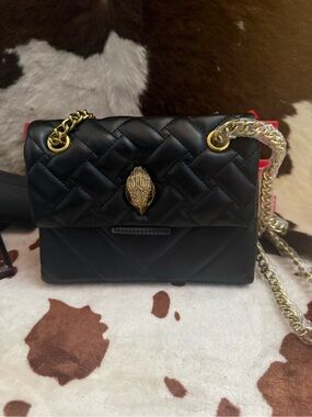 Black Quilted Chain Shoulder Bag with Gold Hardware